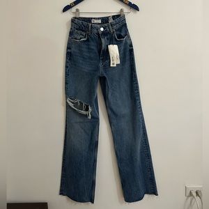 Zara high-waisted , wide leg blue jeans , size 4 / 27